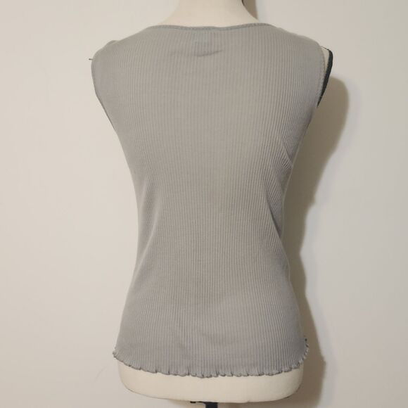 Anne Taylor Silk Cotton Cami soft lighweight Gray lace trimmed Tank top sz Small - Picture 5 of 10